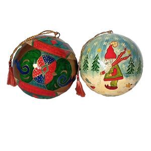 Traditional Hand Painted Ornaments From India Large 4in Christmas Tree Gnome